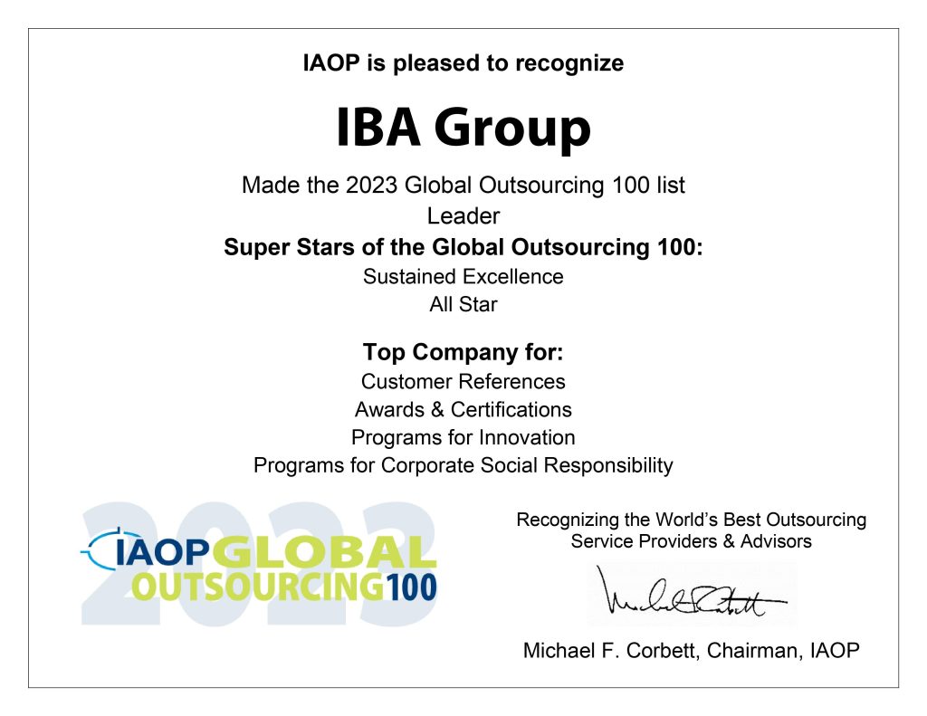 IBA Group certificate GO100 2023